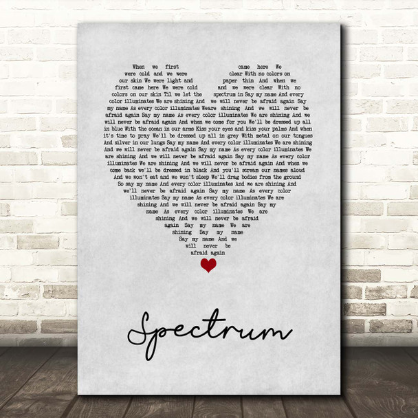 Florence + The Machine Spectrum Grey Heart Song Lyric Print