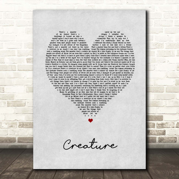 Jelly Roll Creature Grey Heart Song Lyric Print