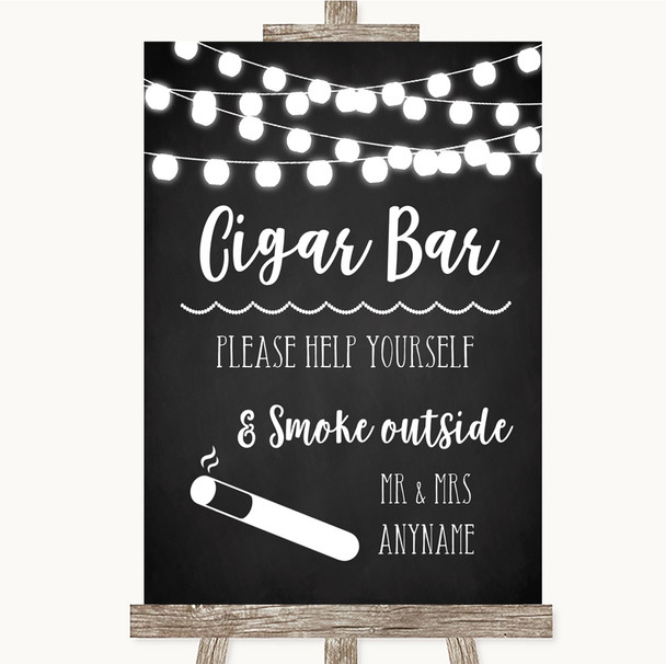 Chalk Style Black & White Lights Cigar Bar Personalized Wedding Sign Chalk Style Black & White Lights Cigar Bar Personalized Wedding Sign