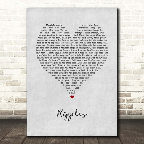 Genesis Ripples Grey Heart Song Lyric Print