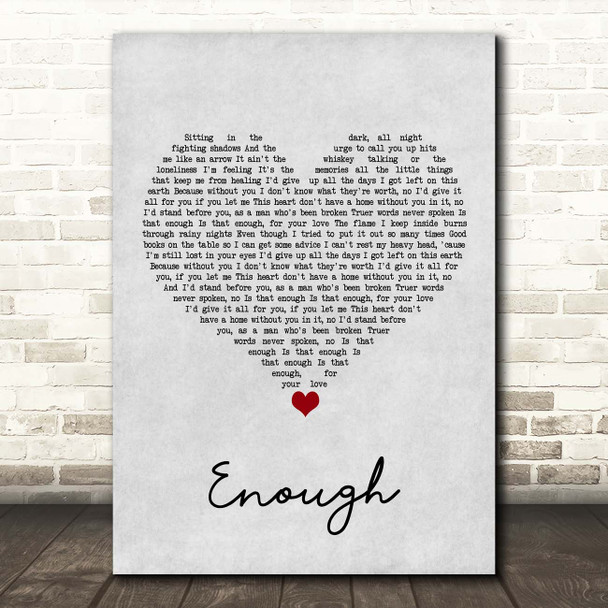 Alex Roe Enough Grey Heart Song Lyric Print