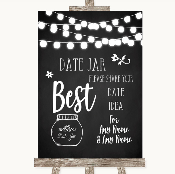 Chalk Style Black & White Lights Date Jar Guestbook Personalized Wedding Sign