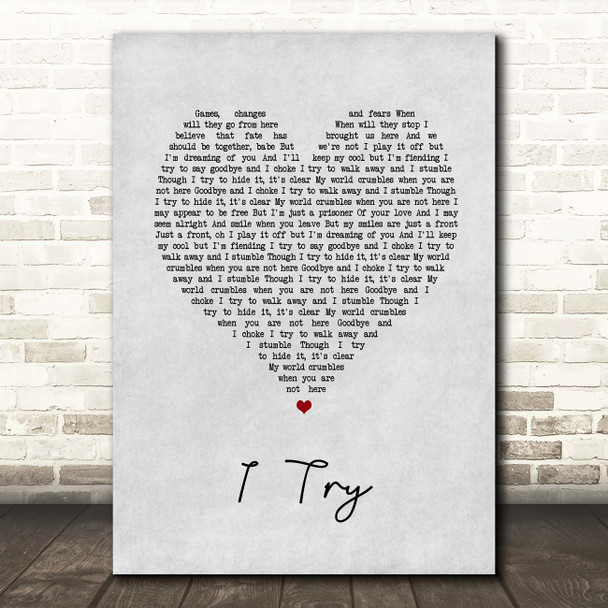 Macy Gray I Try Grey Heart Song Lyric Print