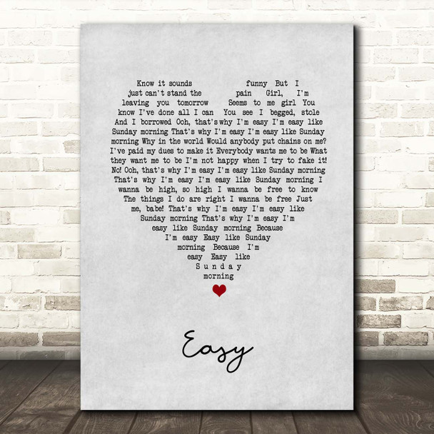 The Commodores Easy Grey Heart Song Lyric Print