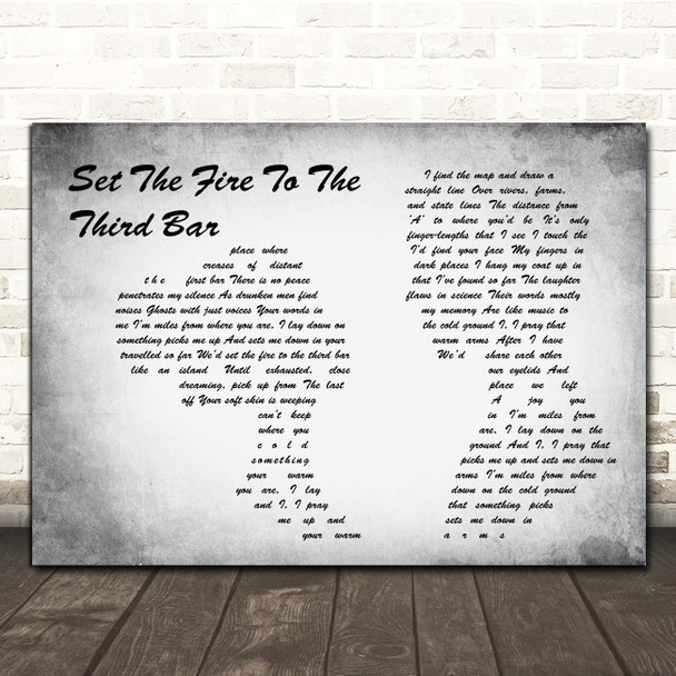 Snow Patrol Set The Fire To The Third Bar Man Lady Couple Grey Song Lyric Print