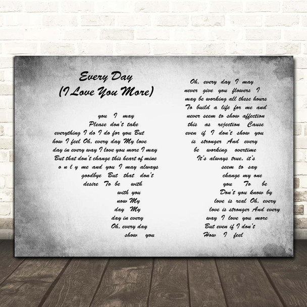 Jason Donovan Every Day (I Love You More) Man Lady Couple Grey Song Lyric Print