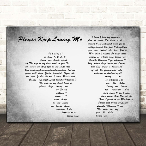 James TW Please Keep Loving Me Man Lady Couple Grey Song Lyric Print