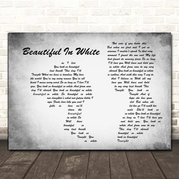 Westlife Beautiful In White Man Lady Couple Grey Song Lyric Print
