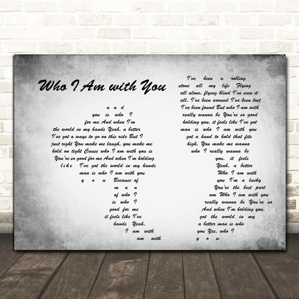 Chris Young Who I Am with You Man Lady Couple Grey Song Lyric Print