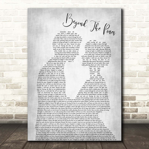 Thrice Beyond The Pines Man Lady Bride Groom Wedding Grey Song Lyric Print