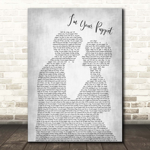 Ben Moore, James I'm Your Puppet Man Lady Bride Groom Wedding Grey Song Lyric Print