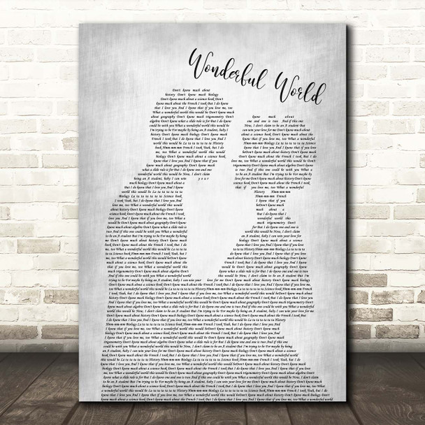 Sam Cooke Wonderful World Man Lady Bride Groom Wedding Grey Song Lyric Print