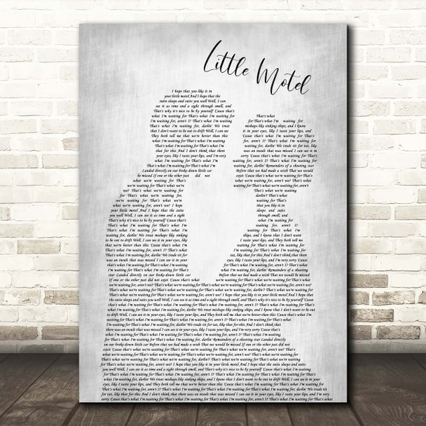 Modest Mouse Little Motel Man Lady Bride Groom Wedding Grey Song Lyric Print