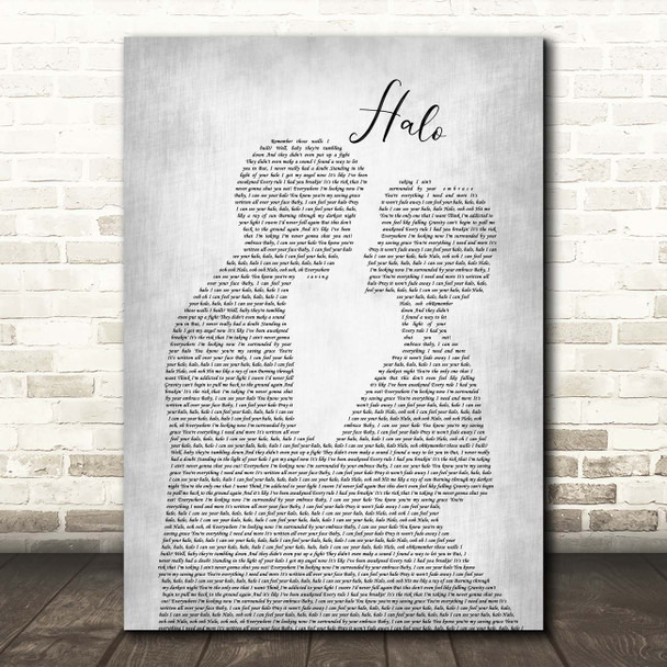 Beyonce Halo Man Lady Bride Groom Wedding Grey Song Lyric Print