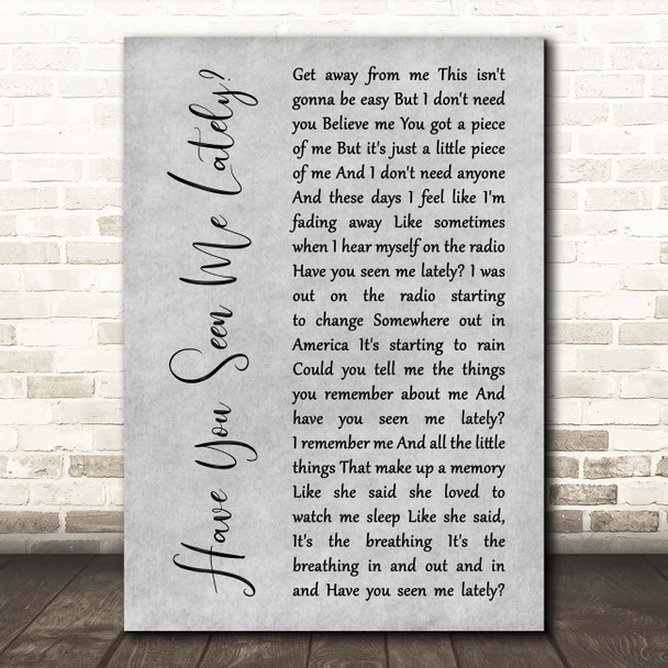 Counting Crows Have You Seen Me Lately Grey Rustic Script Song Lyric Print