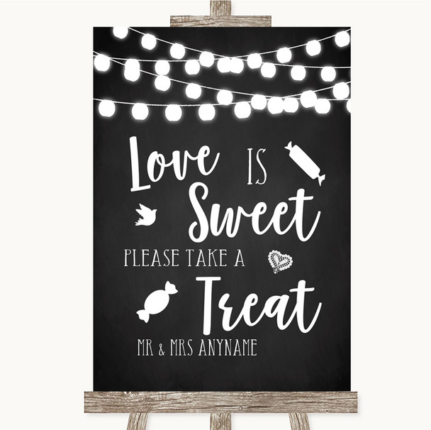 Chalk Black White Lights Love Is Sweet Take A Treat Candy Buffet Wedding Sign