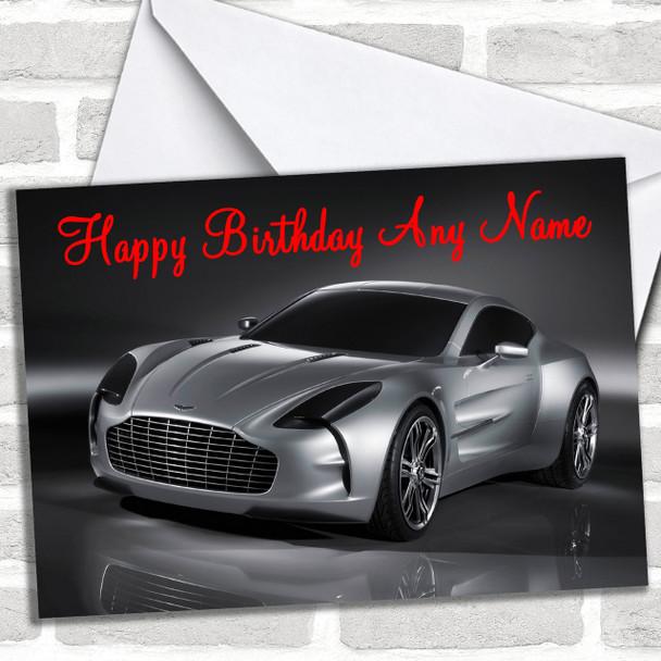 Aston Martin Silver Db Personalized Birthday Card