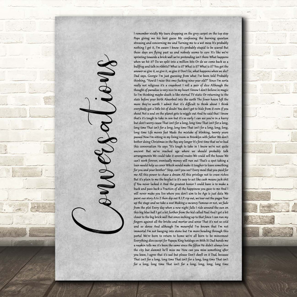 George Watsky Conversations Grey Rustic Script Song Lyric Print