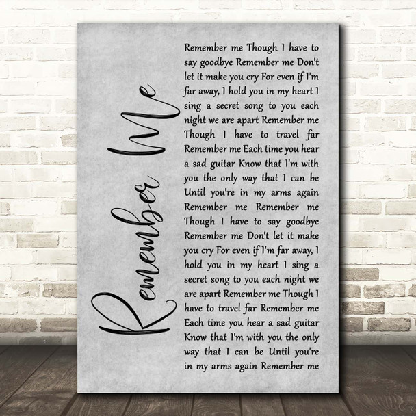 Gail Garcia Bernal Remember Me Grey Rustic Script Song Lyric Print