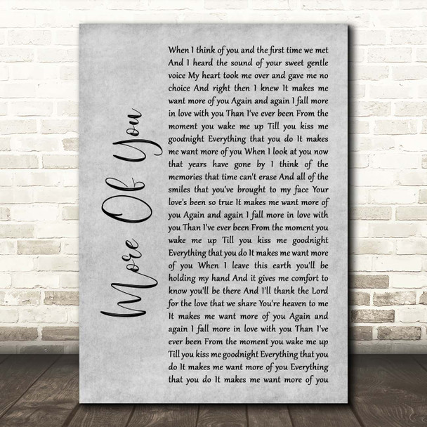 Chris Stapleton More Of You Grey Rustic Script Song Lyric Print