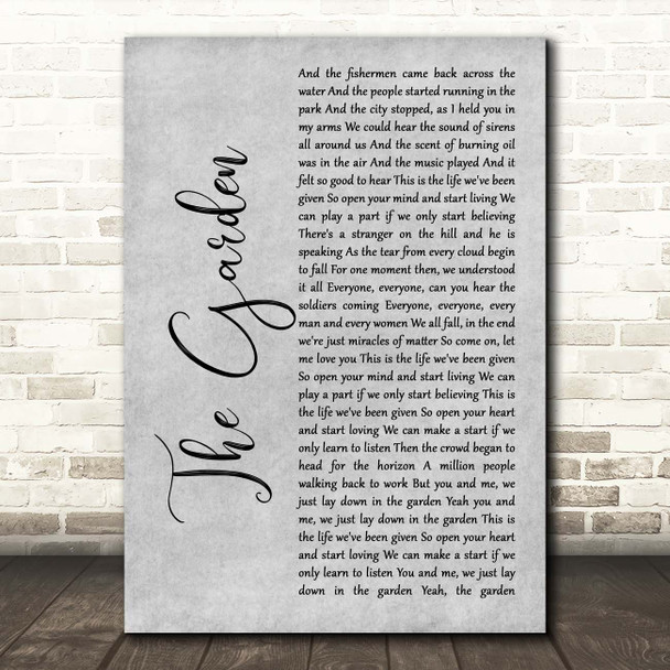 Take That The Garden Grey Rustic Script Song Lyric Print