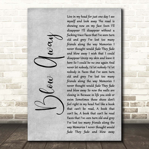 Staind Blow Away Grey Rustic Script Song Lyric Print