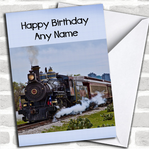 Old Locomotive Steam Train Personalized Birthday Card