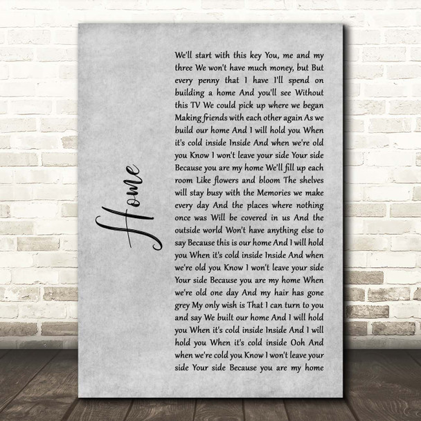 James Gillespie Home Grey Rustic Script Song Lyric Print