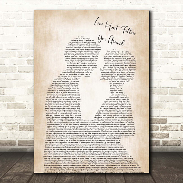 Randy Rogers Band Love Must Follow You Around Man Lady Bride Groom Wedding Song Lyric Print