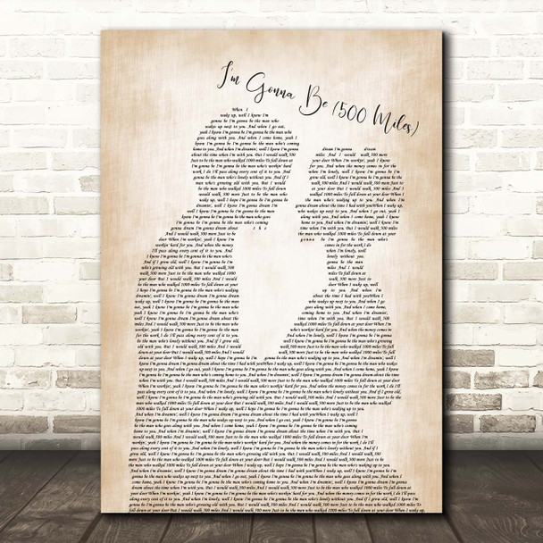 Sleeping At Last I'm Gonna Be 500 Miles Man Lady Bride Groom Wedding Song Lyric Print