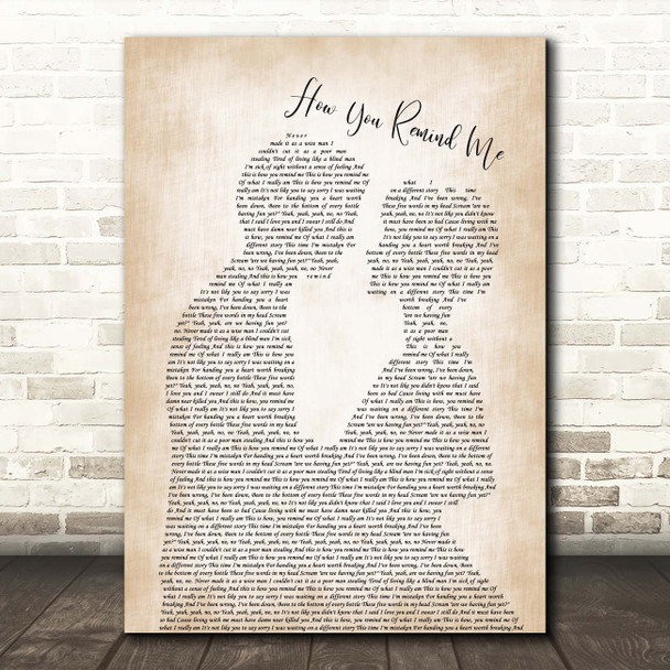 Nickelback How You Remind Me Man Lady Bride Groom Wedding Song Lyric Print