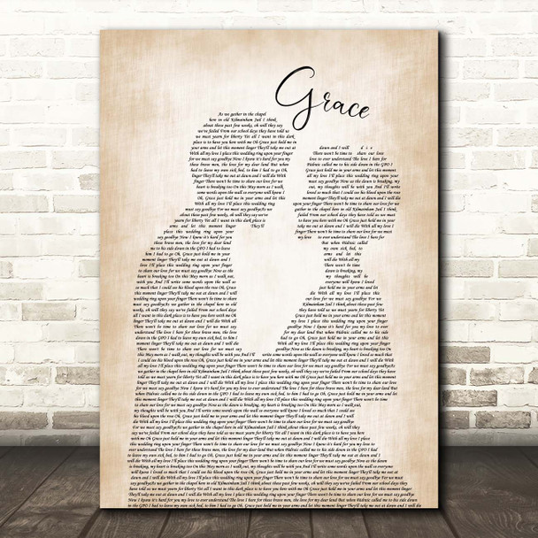 The Wolfe Tones Grace Man Lady Bride Groom Wedding Song Lyric Print