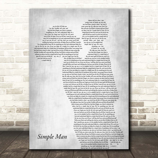 Lynyrd Skynyrd Simple Man Mother & Child Grey Song Lyric Print