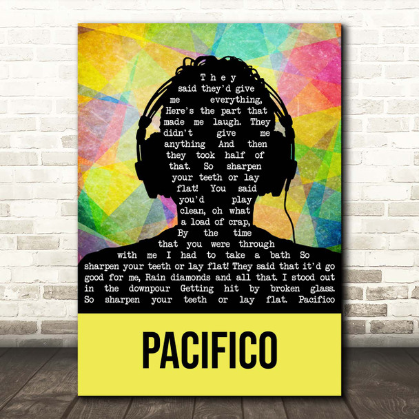 Ugly Casanova Pacifico Multicolour Man Headphones Song Lyric Print