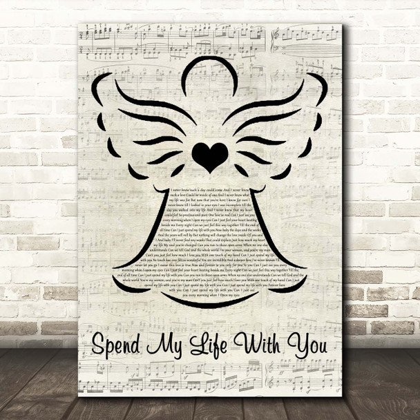 Eric Benet Spend My Life With You Music Script Angel Song Lyric Print