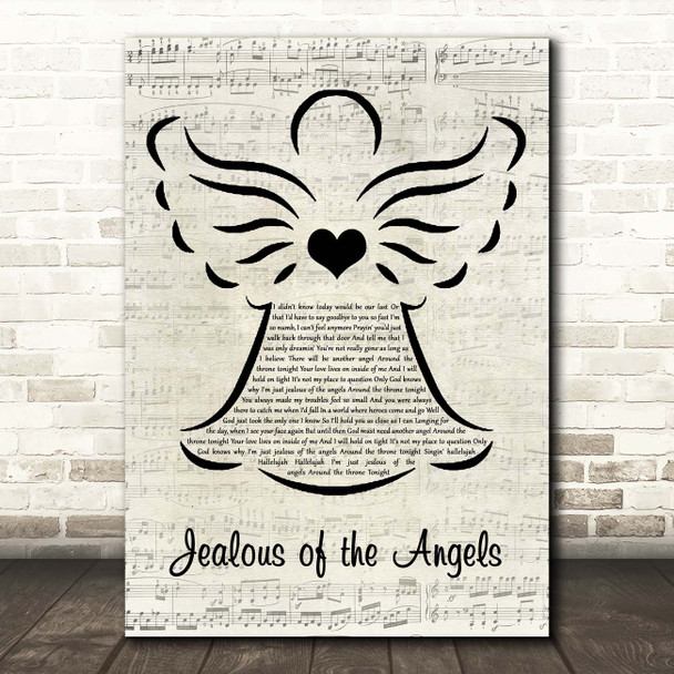 Jenn bostic Jealous of the Angels Music Script Angel Song Lyric Print