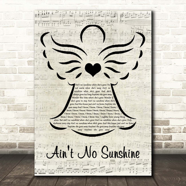 Bill Withers Ain't No Sunshine Music Script Angel Song Lyric Print