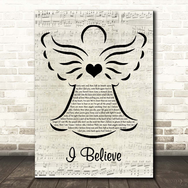 Diamond Rio I Believe Music Script Angel Song Lyric Print