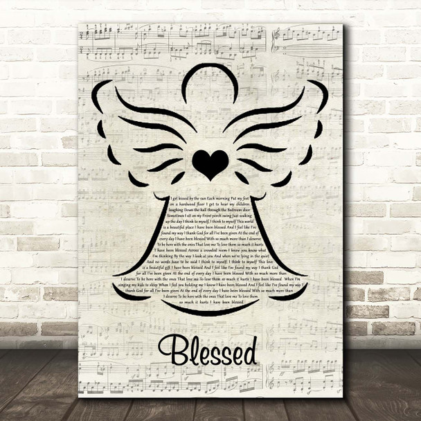 Martina McBride Blessed Music Script Angel Song Lyric Print