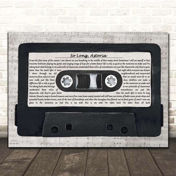 The Ataris So Long, Astoria Music Script Cassette Tape Song Lyric Print