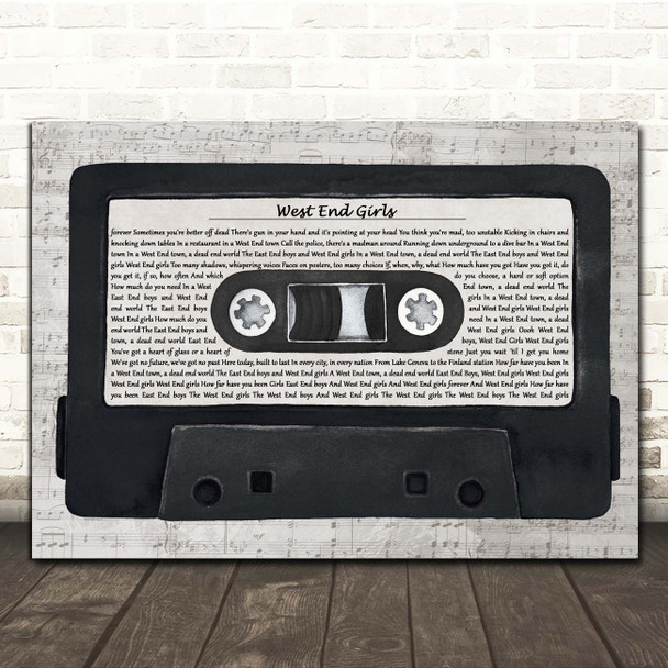 Pet Shop Boys West End Girls Music Script Cassette Tape Song Lyric Print