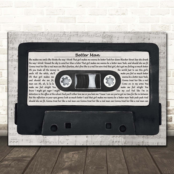Paolo Nutini Better Man Music Script Cassette Tape Song Lyric Print