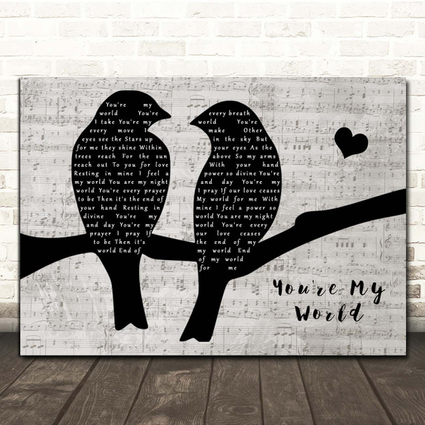 Cilla Black You're My World Lovebirds Music Script Song Lyric Print