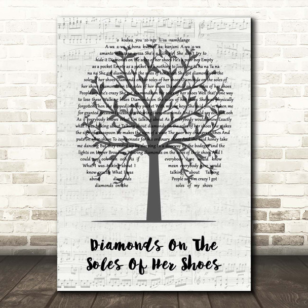 Paul Simon Diamonds On The Soles Of Her Shoes Music Script Tree Song Lyric Print