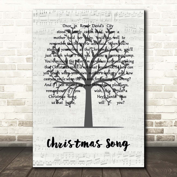 Jethro Tull Christmas Song Music Script Tree Song Lyric Print