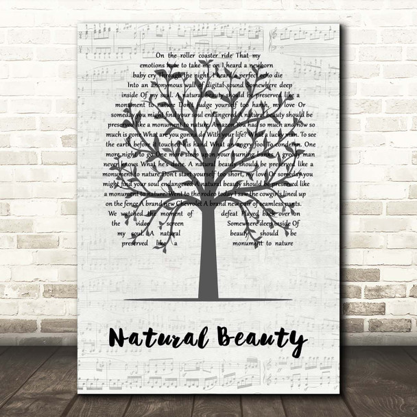 Neil Young Natural Beauty Music Script Tree Song Lyric Print