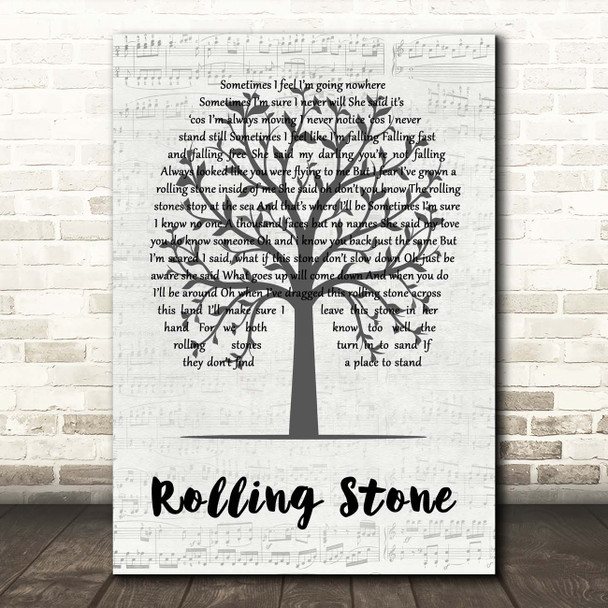 Passenger Rolling Stone Music Script Tree Song Lyric Print