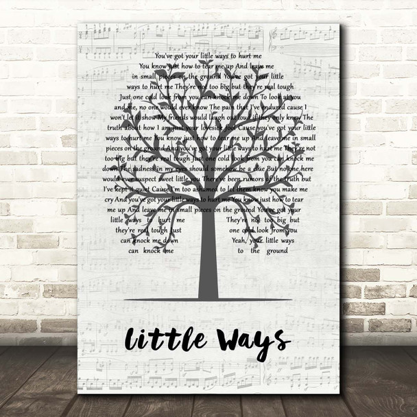 Dwight Yoakam Little Ways Music Script Tree Song Lyric Print