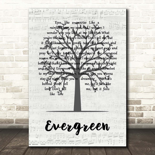 Will Young Evergreen Music Script Tree Song Lyric Print