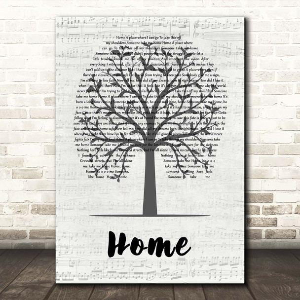 Machine Gun Kelly, X Ambassadors & Bebe Rexha Home Music Script Tree Song Lyric Print